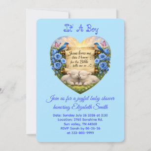 It's A Boy Soft Blue Baby Shower Invitation