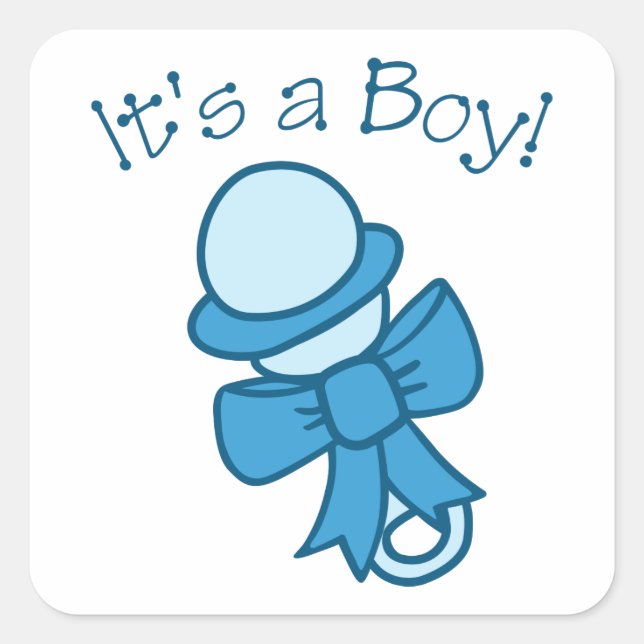 Its A Boy Square Sticker (Front)