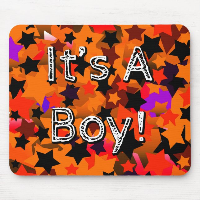 It's A Boy! Stars Orange Mouse Pad (Front)