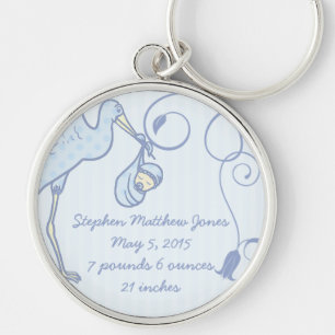 It's a Boy Stats Announcement Keychain