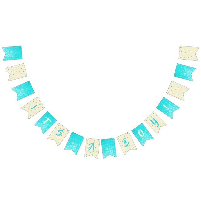 It's a Boy Teal and Tan Baby Shower Bunting Flags (All)