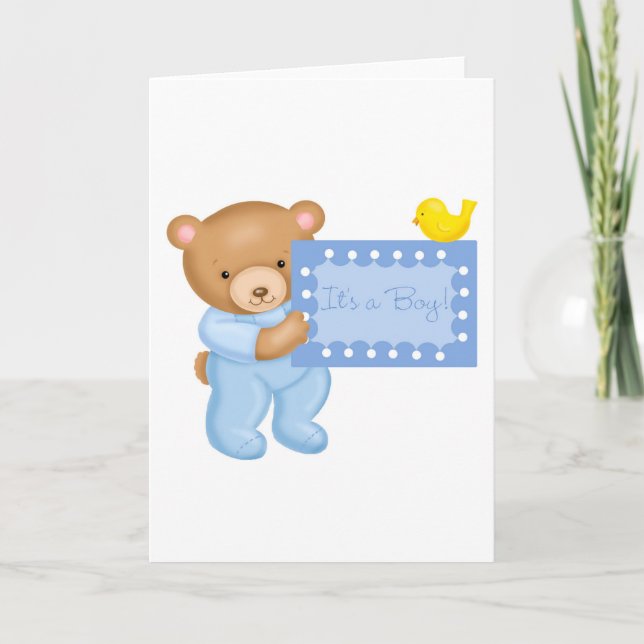 It's a boy - teddy bear announcement (Front)