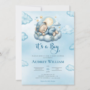It's A Boy Teddy Bear Baby Shower Invitation