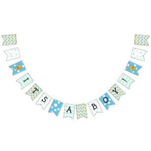It's a Boy, Teddy Bear Blue Baby Shower Bunting Flags