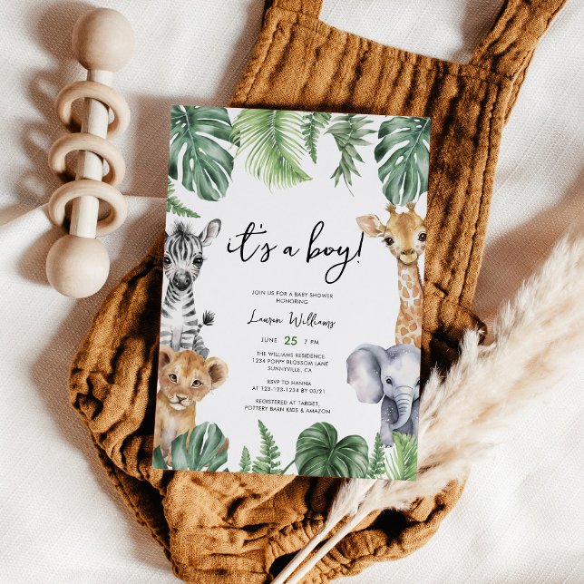 Its A Boy Tropical Jungle Safari Baby Shower Invitation (Creator Uploaded)