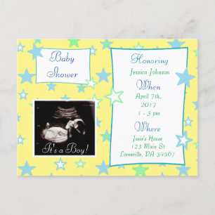 It's a Boy, Ultrasound Pic Baby Shower Invitation