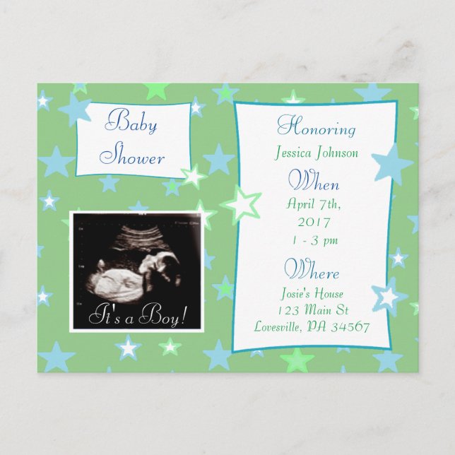It's a Boy,  Ultrasound Pic Baby Shower Invitation (Front)