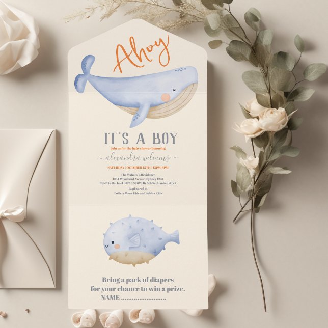 It's a Boy Under the Sea Baby Shower  All In One Invitation (Creator Uploaded)