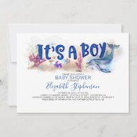 It's a Boy Underwater Ocean Dolphin Baby Shower