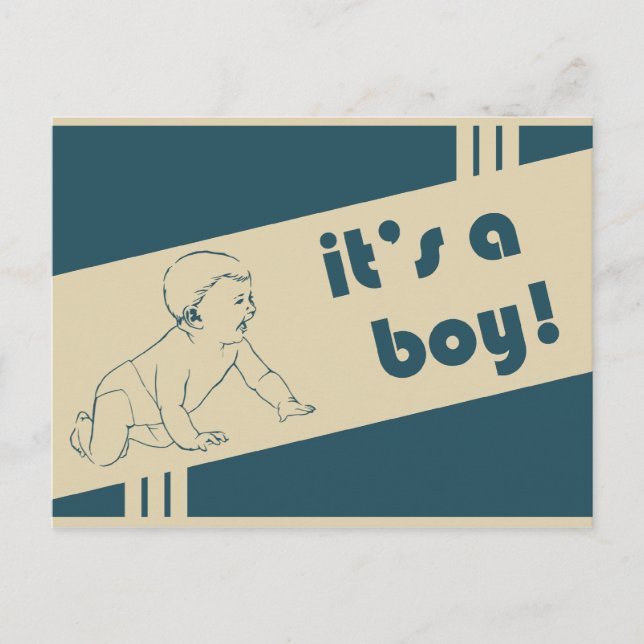 it's a boy : vintage announcement postcard (Front)