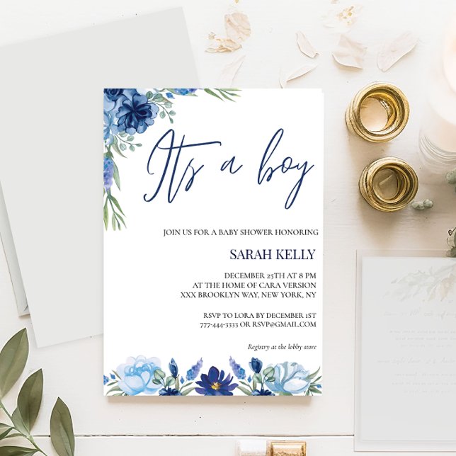 Its A Boy Watercolor Baby Shower Invitation (Creator Uploaded)