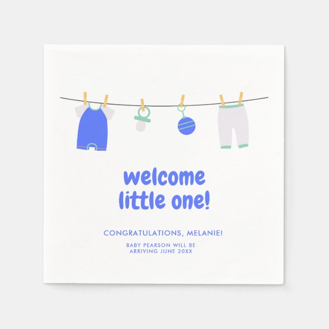 It's a Boy Welcome Little One Baby Shower Napkins (Front)