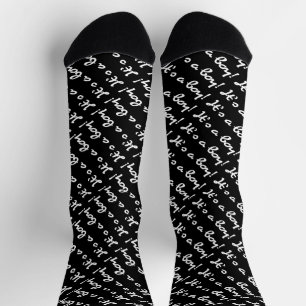 It's a Boy! White Script Baby Gender Reveal Socks