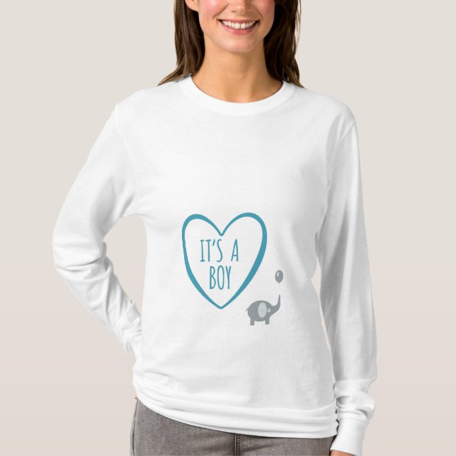 It's A BOY with Elephant Maternity Shirt (Front)