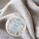 It's A Boy Wooden | Stuffed Toys Baby Shower 1 Inch Round Button<br><div class="desc">Introducing a delightful and charming Baby Shower design, perfect for celebrating the arrival of a baby boy. This design showcases a whimsical arrangement of various wooden blocks, adorable transport toys, and cuddly stuffed animals, creating an enchanting scene that will captivate everyone's hearts. The centerpiece of this design is an assortment...</div>