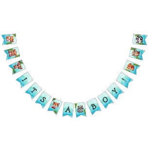 It's a Boy    Woodland Creatures Baby Shower Bunting Flags