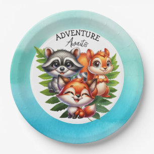 It's a Boy   Woodland Creatures Baby Shower Paper Plate