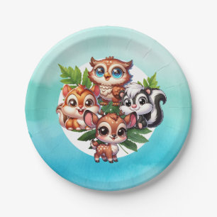 It's a Boy   Woodland Creatures Baby Shower Paper Plate