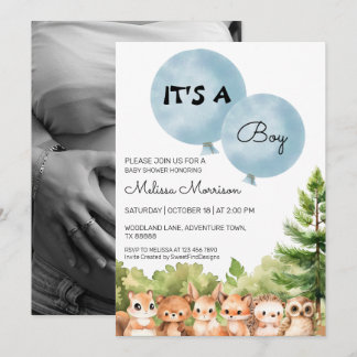 It's A Boy Woodland Party Baby Boy Shower Invitation