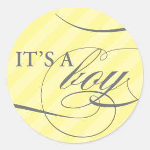 It's a Boy Yellow Striped Sticker