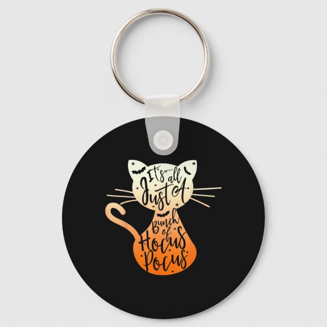 Its A Bunch Of Hocus Pocus Halloween Black Cat Keychain (Front)