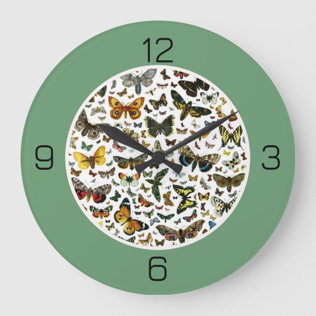 It's a Butterfly Birthday, Collage Items for Party Large Clock (Front)