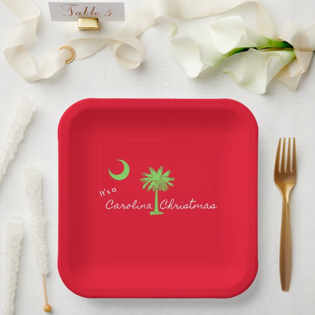 It's A Carolina Christmas South Carolina Holiday  Paper Plate (Wedding)