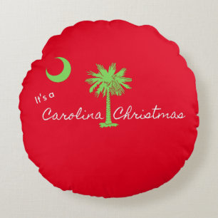 It's A Carolina Christmas South Carolina Holiday  Round Pillow