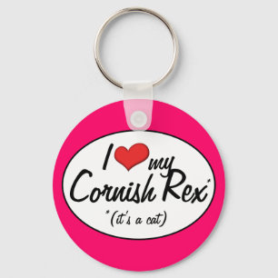 It's a Cat! I Love My Cornish Rex Keychain