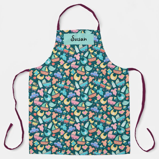It's a Colourful Baby Shower Dark Personalized Apron (Front)