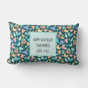 It's a Colourful Baby Shower Dark Personalized Lumbar Pillow
