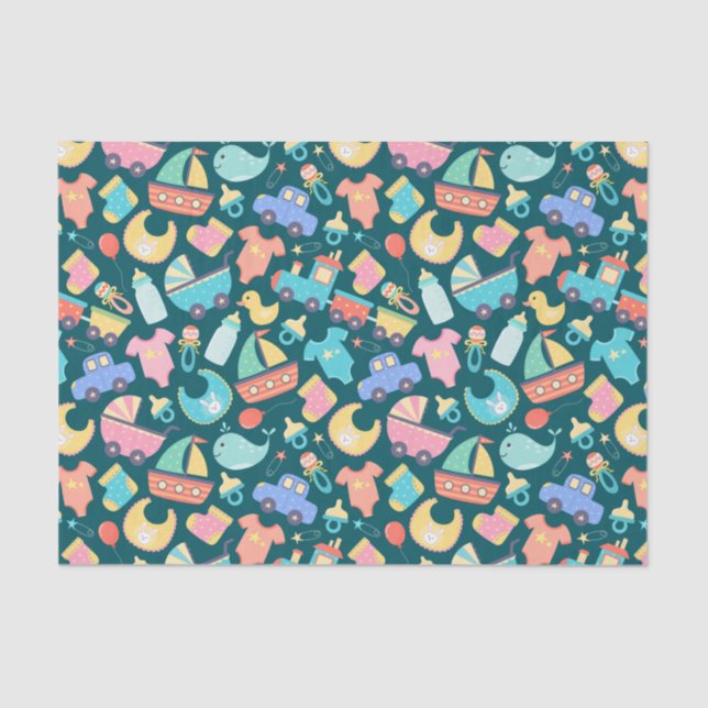 It's a Colourful Baby Shower Dark Tissue Paper (Front)