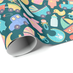 It's a Colourful Baby Shower Dark Wrapping Paper