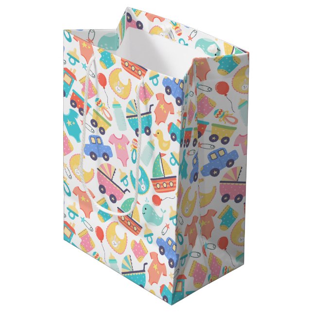 It's a Colourful Baby Shower Light Medium Gift Bag (Front Angled)