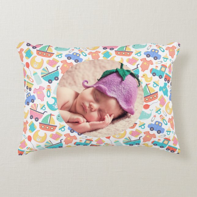 It's a Colourful Baby Shower Lt Personalized Image Accent Pillow (Front)