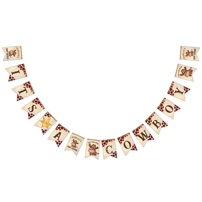 It's a cowboy baby shower custom name  bunting flags (All)