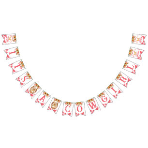 It's A Cowgirl baby shower horses pink Bunting Flags