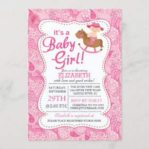 It's a COWGIRL Girls Baby Shower Invitation