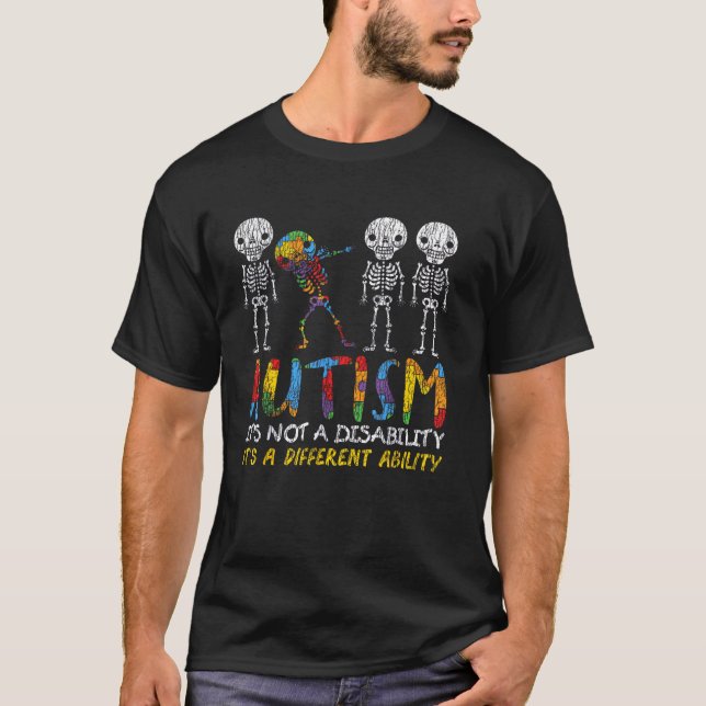 It's A Different Ability Autism Awareness Dabbing  T-Shirt (Front)