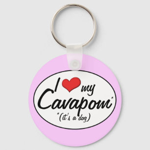 It's a Dog! I Love My Cavapom Keychain