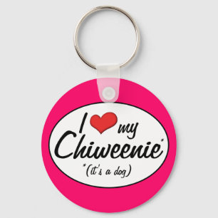 It's a Dog! I Love My Chiweenie Keychain