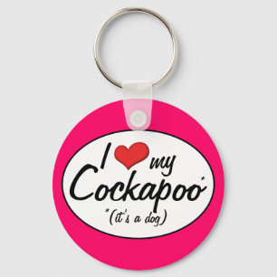 It's a Dog! I Love My Cockapoo Keychain