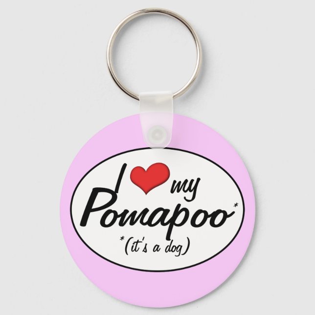 It's a Dog! I Love My Pomapoo Keychain (Front)