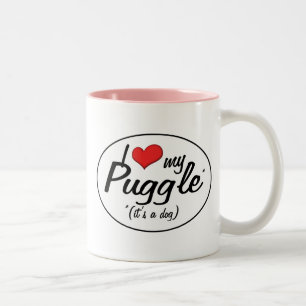 It's a Dog! I Love My Puggle Two-Tone Coffee Mug