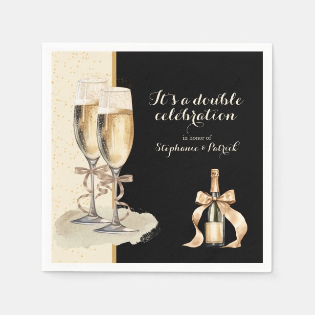It's a Double Celebration Gold Champagne Party Napkin (Front)