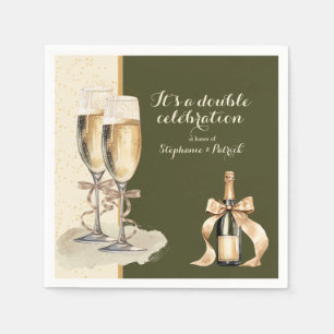 It's a Double Celebration Gold Champagne Party Napkin