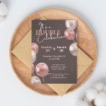 It's a Double Celebration Joint Birthday Elegant Invitation<br><div class="desc">Twice the Celebration with Our Chic Joint Birthday Invitation! This beautiful invitation showcases a dark grey background adorned with shiny, elegant balloons, perfect for setting a festive yet sophisticated tone. "It’s a Double Celebration" graces the front in a mix of script and serif fonts, with the celebrants’ names, ages, and...</div>