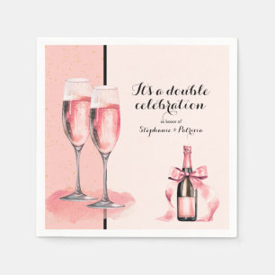 It's a Double Celebration Pink Champagne Birthday Napkin