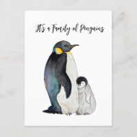It's a family of penguins watercolor drawing