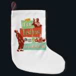 It's a Festivus for the Rest of Us Small Christmas Stocking<br><div class="desc">Celebrate the holiday season on your own terms with this vibrant Festivus graphic! Inspired by the classic Seinfeld episode "The Strike, " this design captures the hilarious spirit of the holiday created by Frank Costanza as a "hates-all" alternative to the commercialized season. Featuring a retro, collage-style aesthetic, this graphic includes...</div>